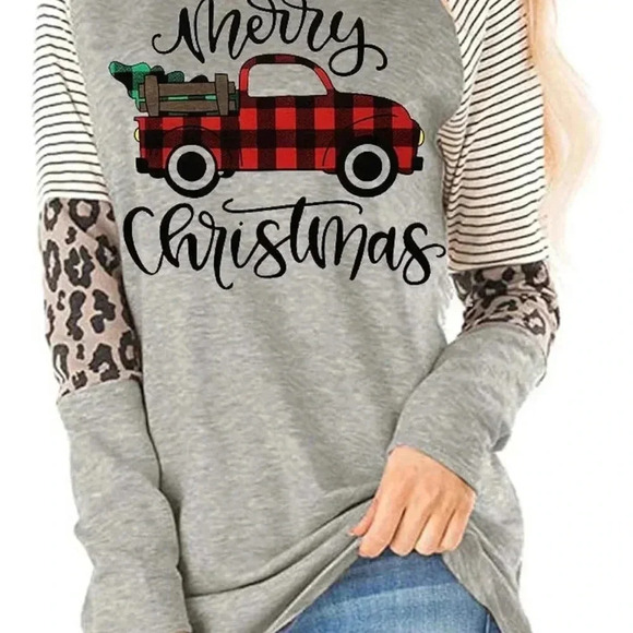 New, Size Large, Women’s Leopard Print Long Sleeve Casual Shirt Color Block - Picture 2 of 5